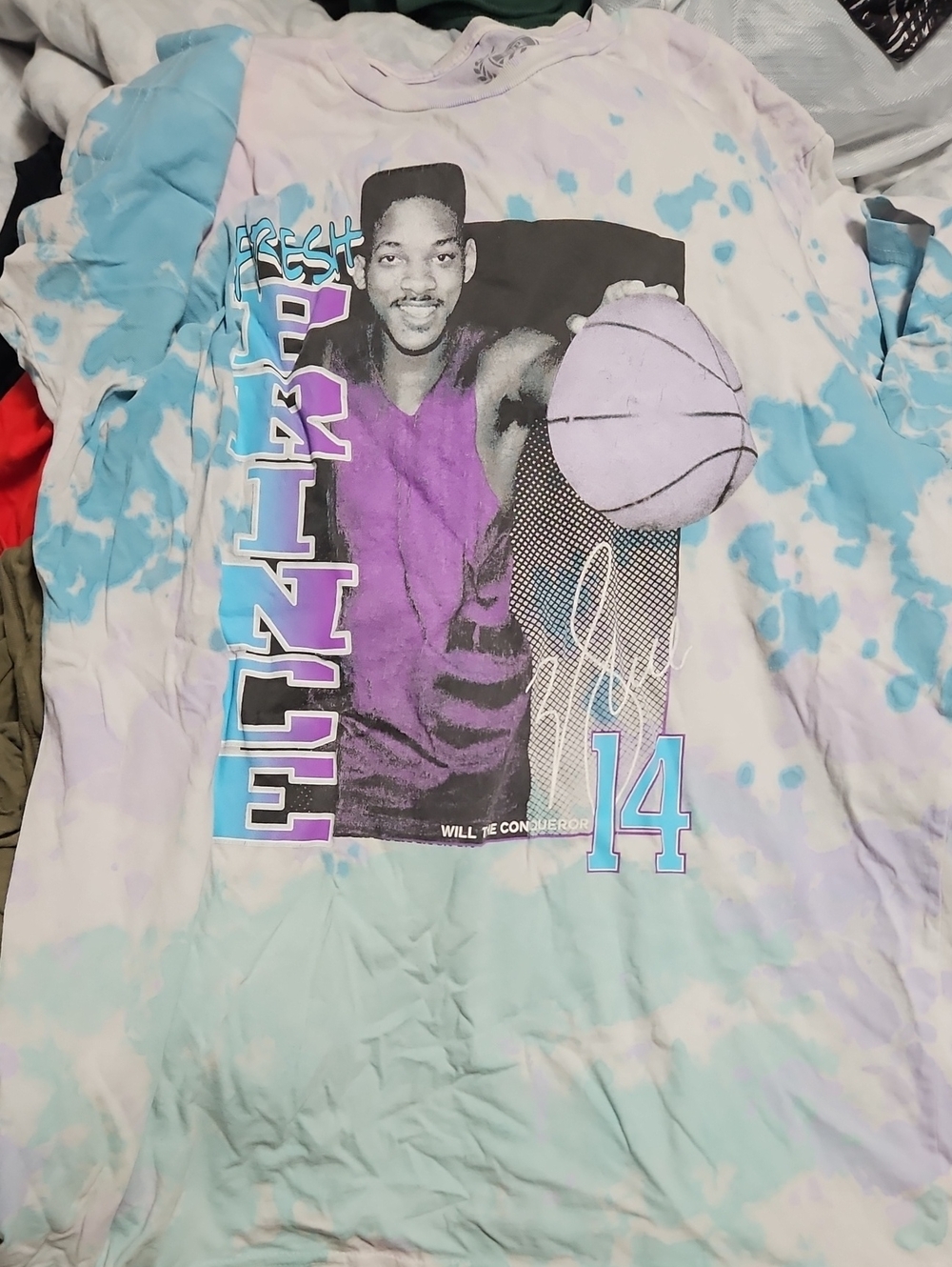 Fresh Prince Bel Air Athletics Basketball Tie-Dye Graphic Tee - Purple & Blue